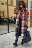 Plaid Flannel Jacket Maxi Length Orange LOW STOCK